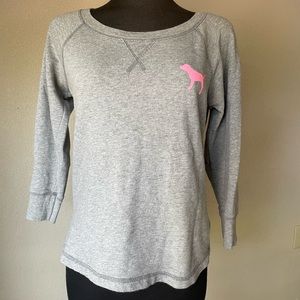 Victoria’s Secret Grey Swoop Neck Sweatshirt 3/4 sleeve